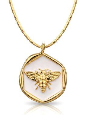 Dainty 14K Gold Plated Bee Pendant Necklace for Women, Nature-Inspired Jewelry